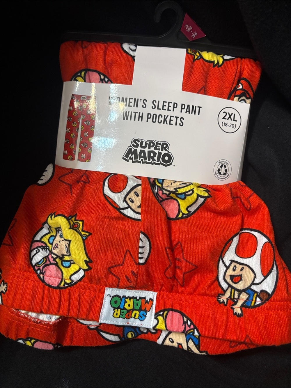 Womens pajama pants with pockets super mario comfy soft size 2XL 18/20